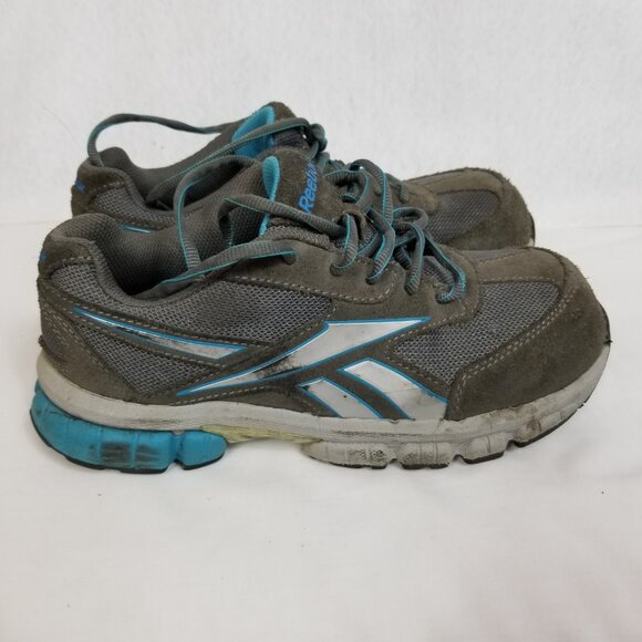 REEBOK Steel Toe Slip and Oil Resisting Leather/Mesh Lace Up Sneaker Gray 7.5W - Picture 4 of 9